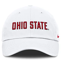 Casquette ajustable Nike blanche Ohio State Buckeyes Core Club Mascot Wordmark pour homme