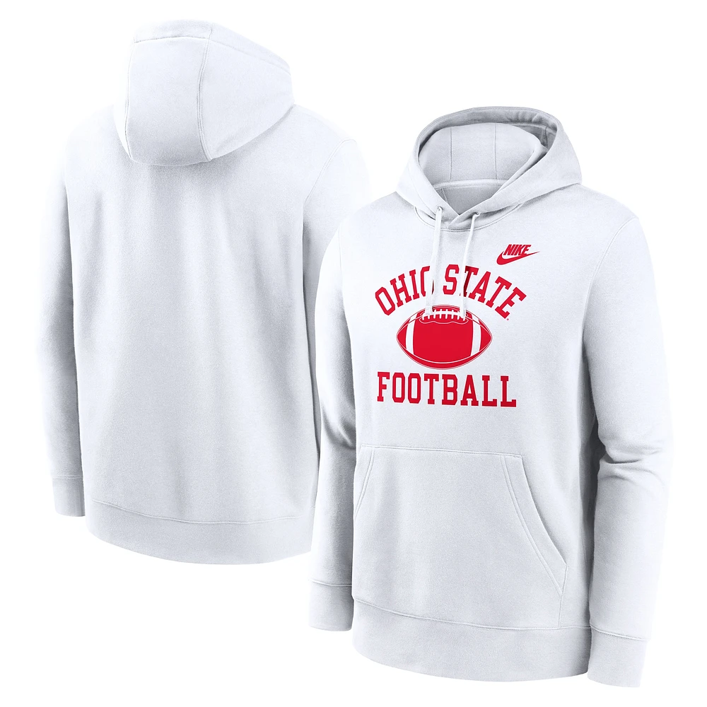 Men's Nike White Ohio State Buckeyes Legacy Football Icon Club Fleece Pullover Hoodie