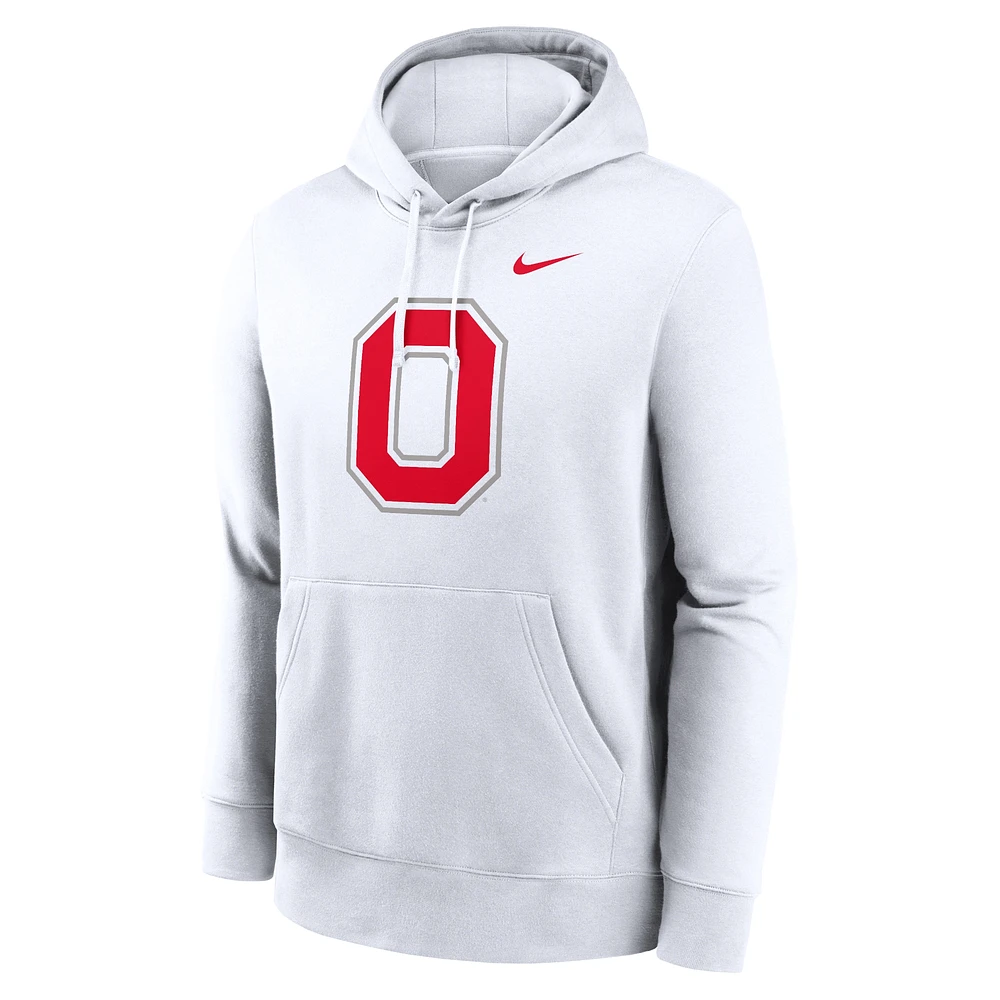 Men's Nike White Ohio State Buckeyes Primetime Alternate Logo Club Fleece Pullover Hoodie