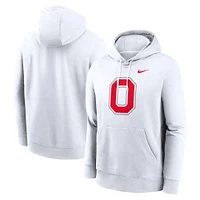 Sweat à capuche en polaire Nike Ohio State Buckeyes Primetime Alternate Logo Club pour homme, blanc