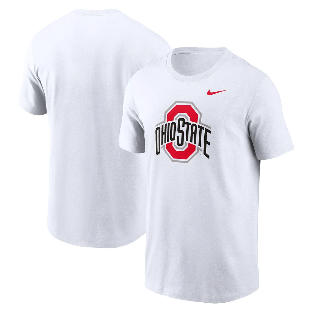 T-shirt Nike blanc avec logo Ohio State Buckeyes Primetime Evergreen pour homme