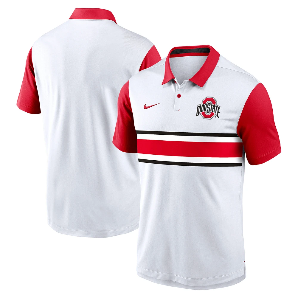 Polo Nike Vapor Performance blanc pour homme Ohio State Buckeyes