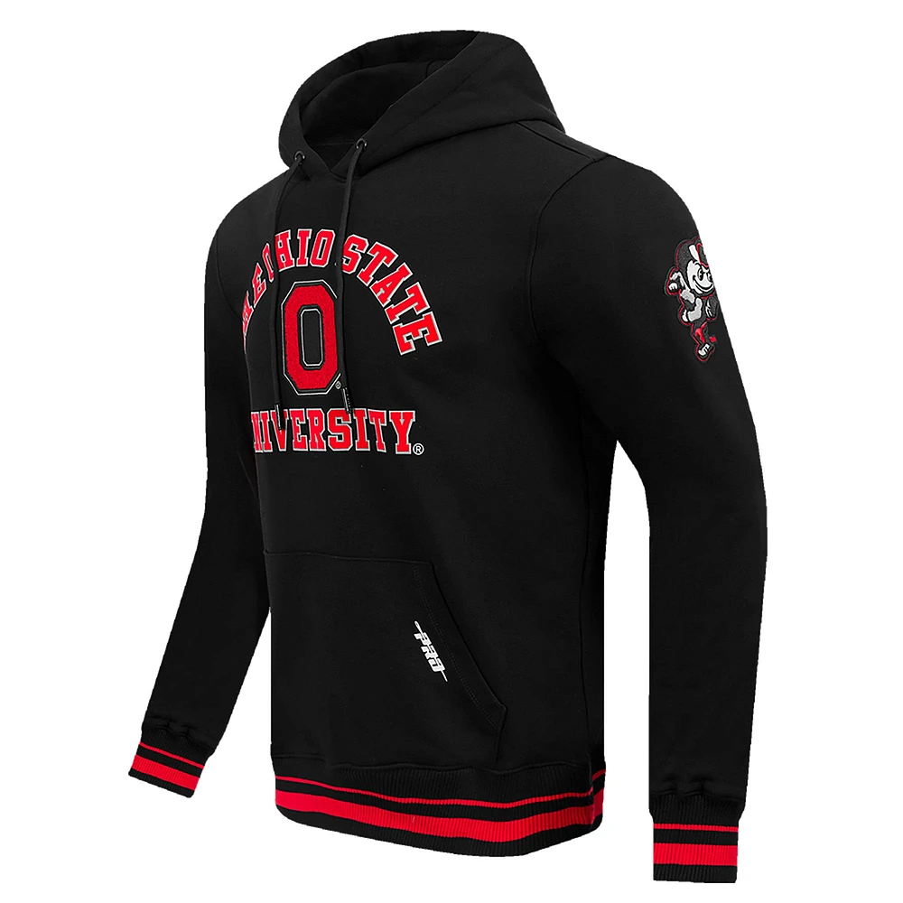 Men's Pro Standard Black Ohio State Buckeyes Classic Stacked Logo Fleece Pullover Hoodie