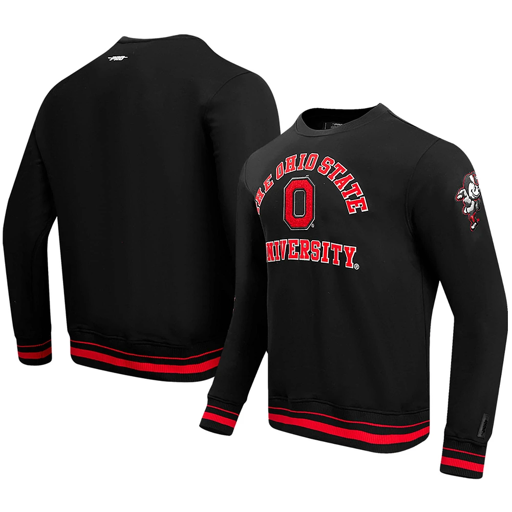 Men's Pro Standard Black Ohio State Buckeyes Classic Stacked Logo Pullover Sweatshirt