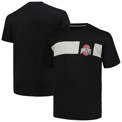 T-shirt à rayures colorées pour hommes Profile Black Ohio State Buckeyes Big & Tall