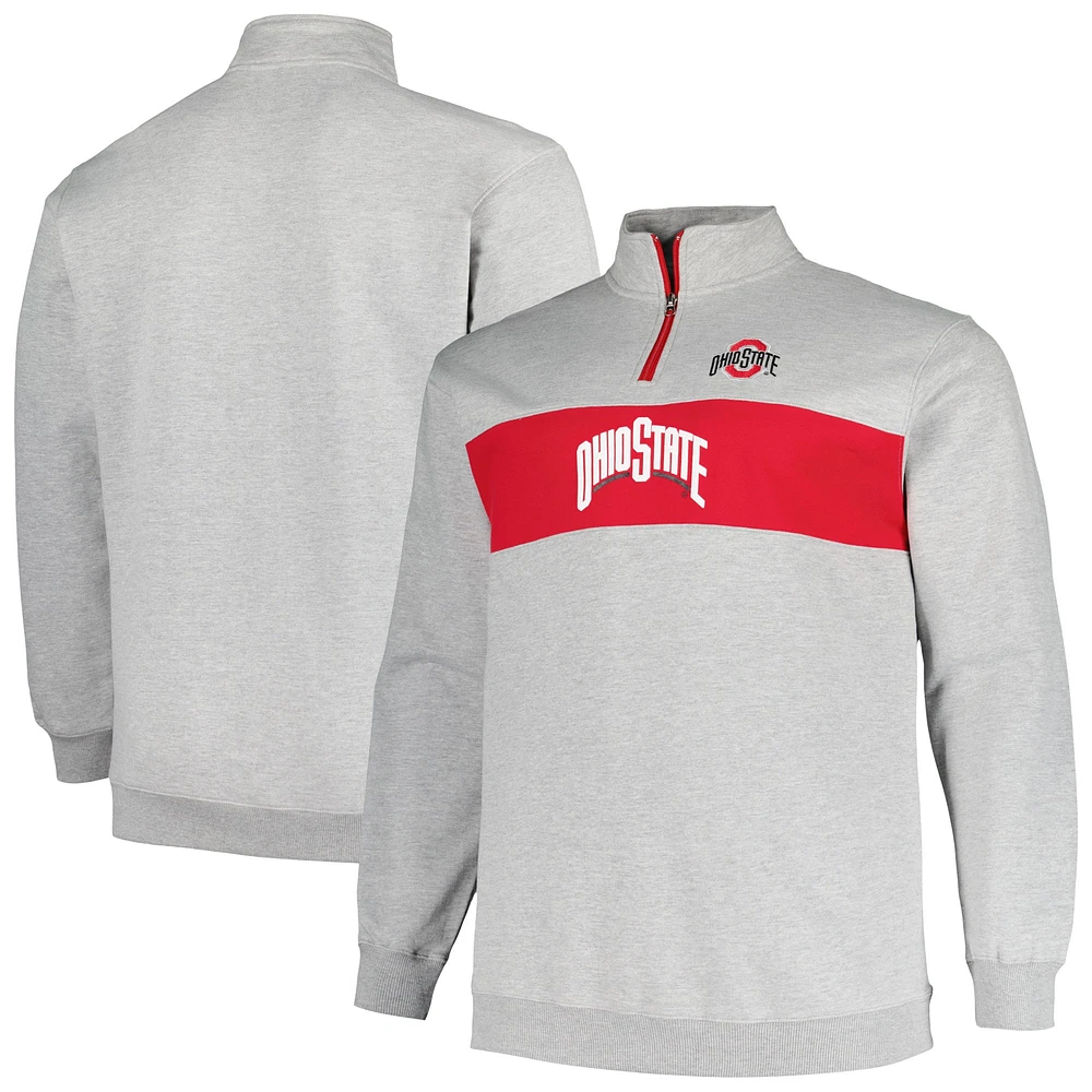 Veste en polaire à quart de zip pour hommes Profile Heather Grey Ohio State Buckeyes Big & Tall