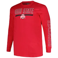 Profile Scarlet Ohio State Buckeyes Big & Tall T-shirt à manches longues avec image deux coups pour homme