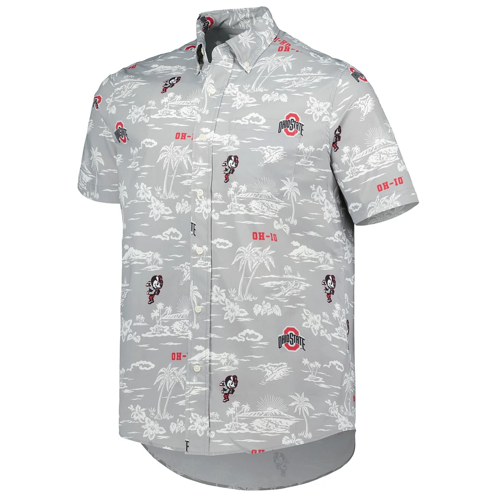 Men's Reyn Spooner Gray Ohio State Buckeyes Classic Button-Down Shirt