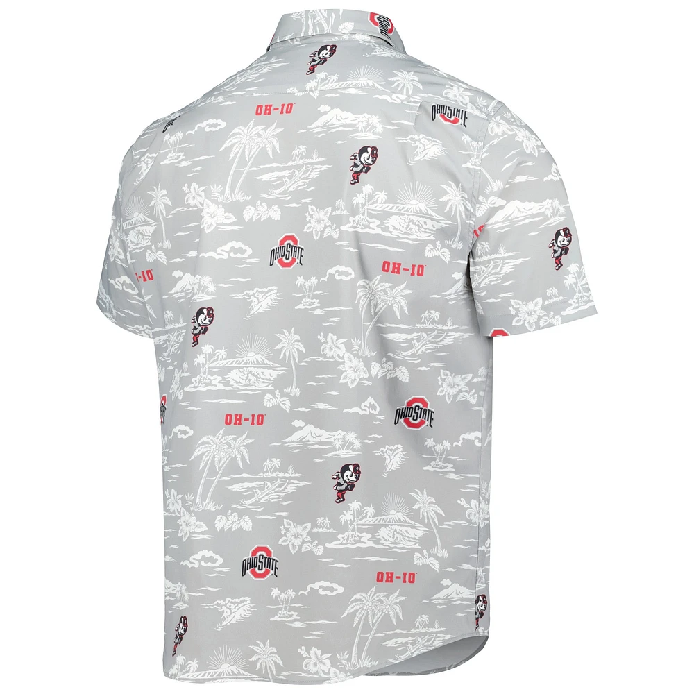 Men's Reyn Spooner Gray Ohio State Buckeyes Classic Button-Down Shirt