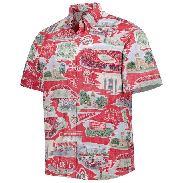 Chemise boutonnée panoramique Reyn Spooner Scarlet Ohio State Buckeyes pour hommes