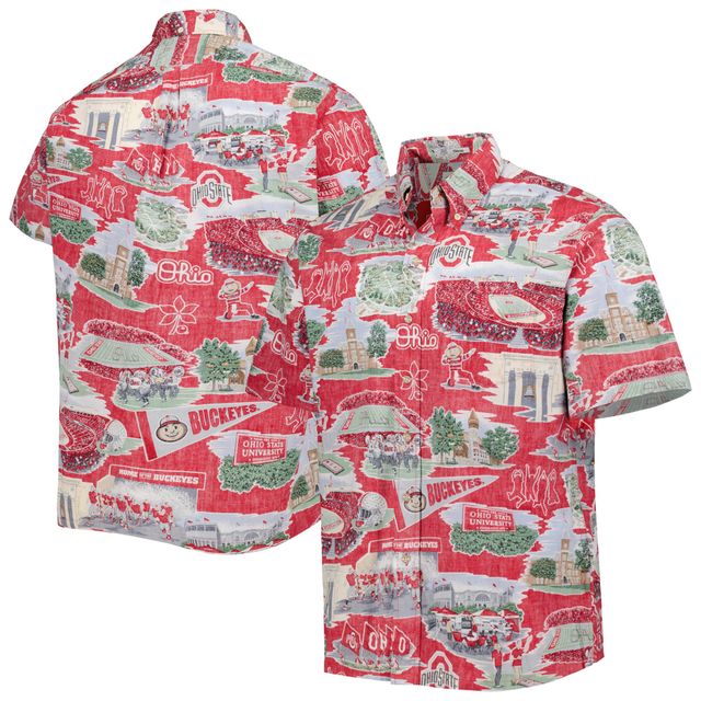 Chemise boutonnée panoramique Reyn Spooner Scarlet Ohio State Buckeyes pour hommes