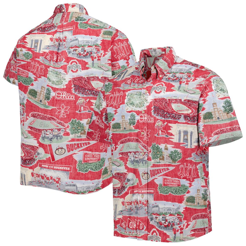 Men's Reyn Spooner Scarlet Ohio State Buckeyes Scenic Button-Down Shirt