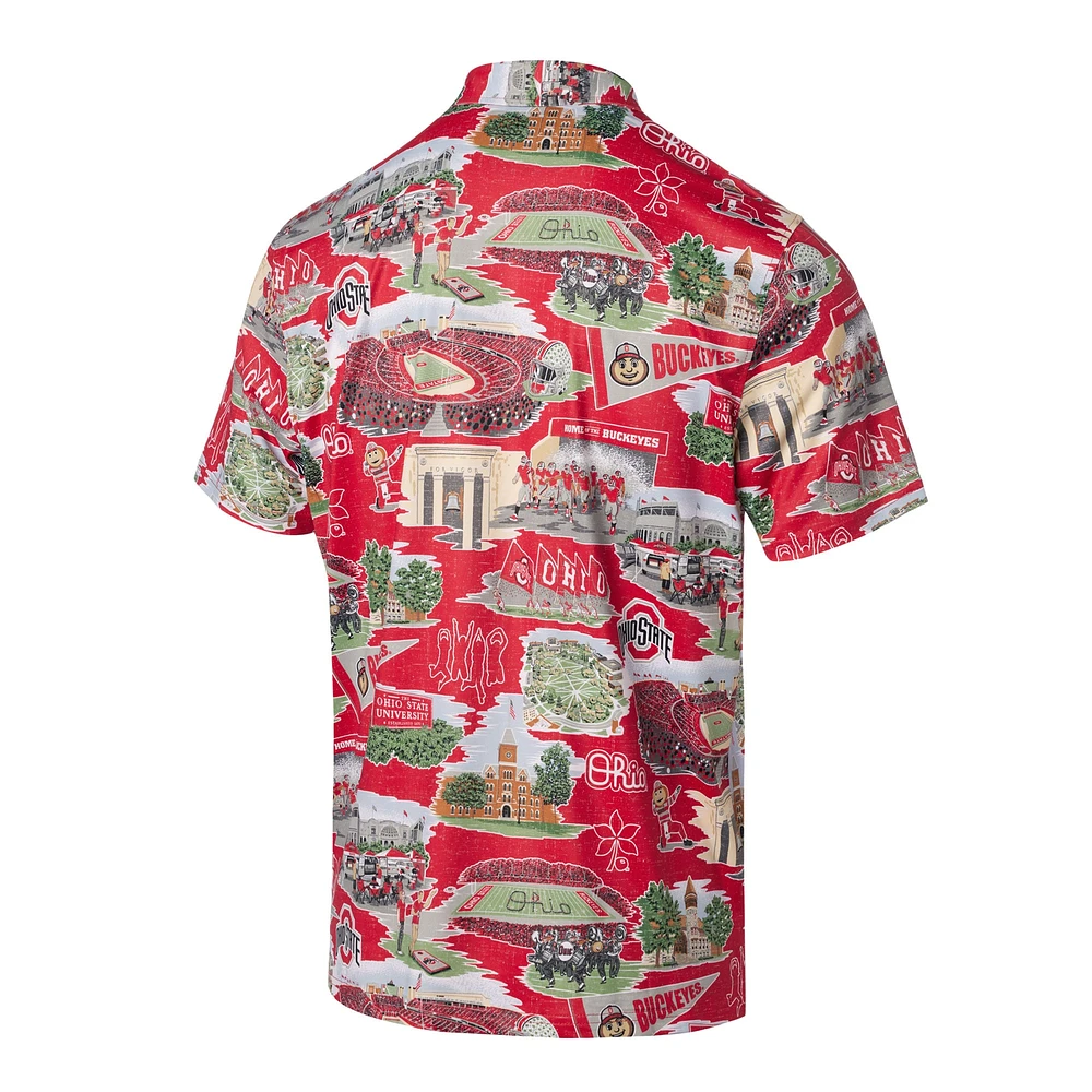 Men's Reyn Spooner Scarlet Ohio State Buckeyes Scenic Polo