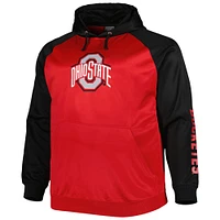 Men's Scarlet Ohio State Buckeyes Big & Tall Raglan Fleece Pullover Hoodie