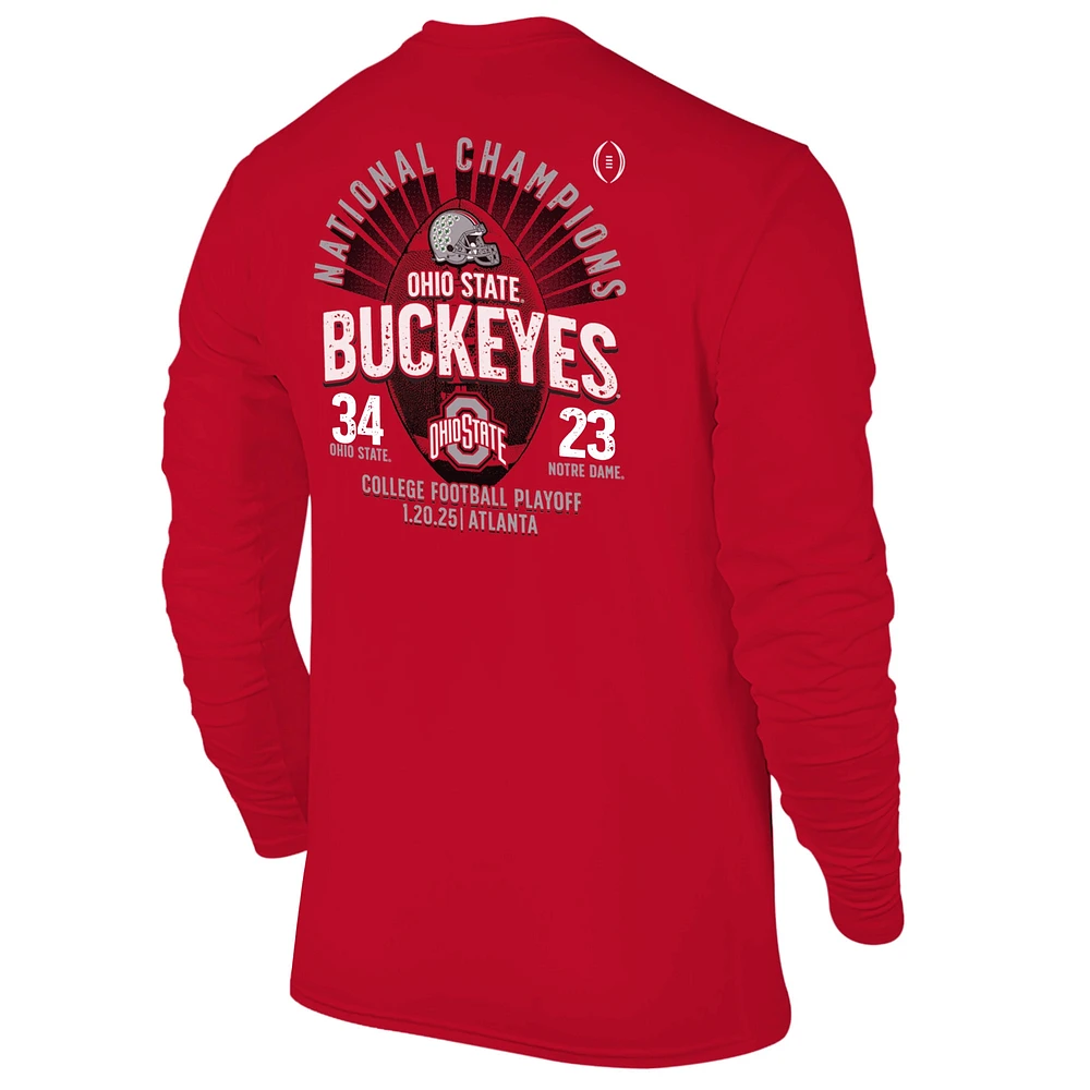 Men's  Scarlet Ohio State Buckeyes College Football Playoff 2024 National Champions Score Long Sleeve T-Shirt