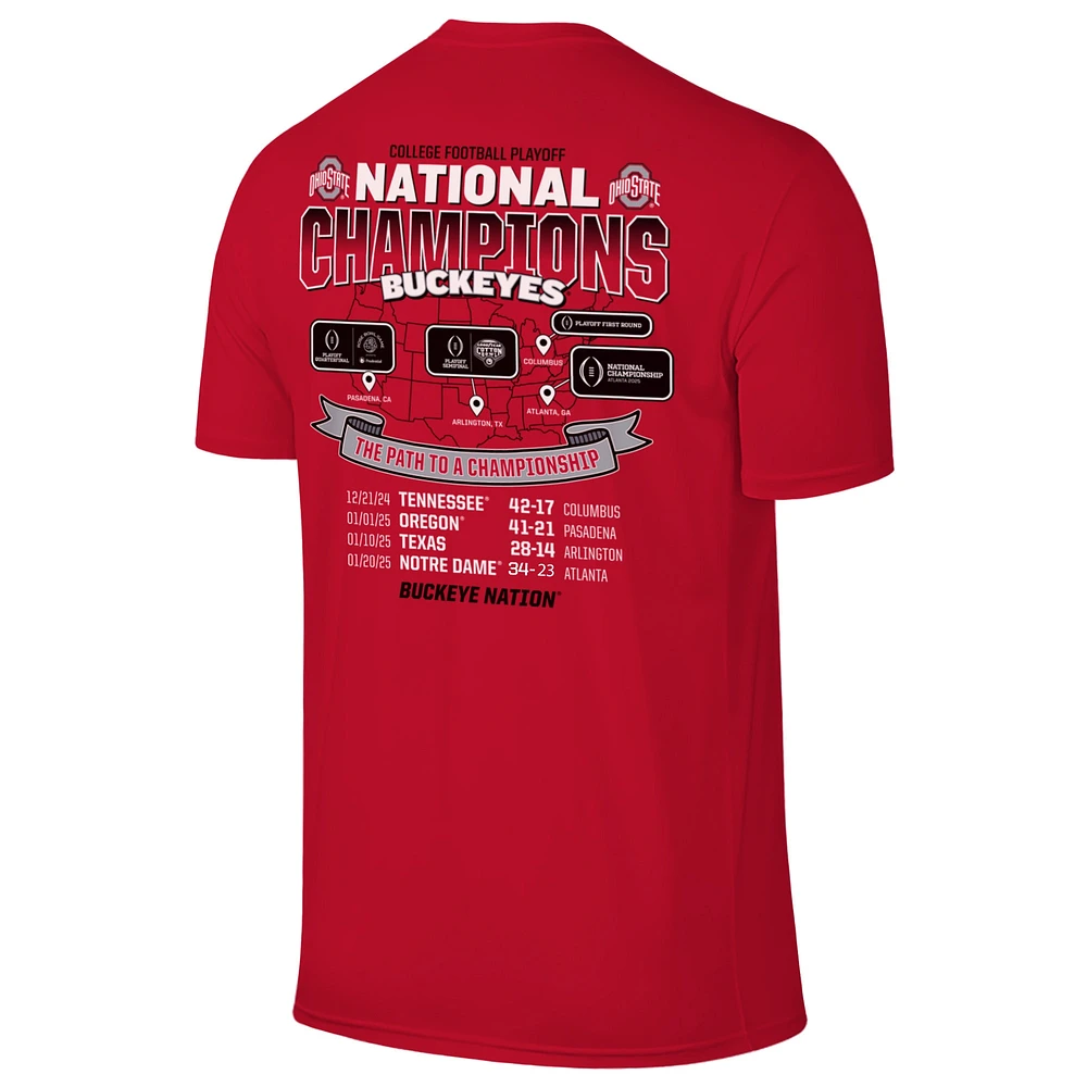 Men's  Scarlet Ohio State Buckeyes College Football Playoff 2024 National Champions Tour T-Shirt