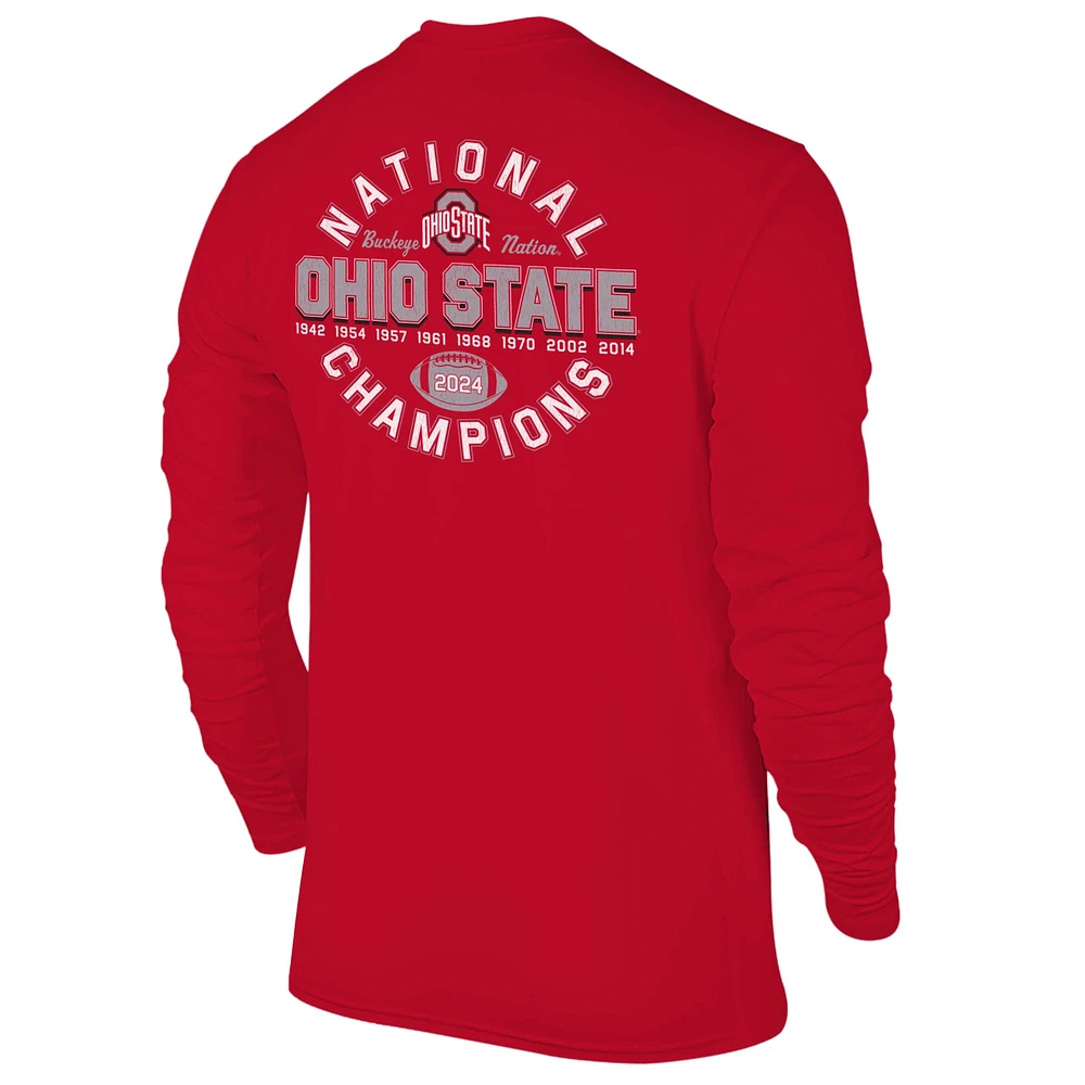 Men's  Scarlet Ohio State Buckeyes Nine-Time Football National Champions Back Where It Belongs Long Sleeve T-Shirt