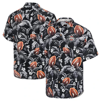 Men's Tommy Bahama Black Ohio State Buckeyes Veracruz Cay First Down Blooms Button-Up Shirt