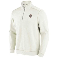 Men's Tommy Bahama Cream Ohio State Buckeyes Tobago Bay Half-Zip Tri-Blend Top