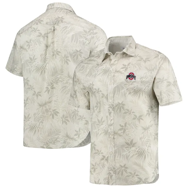 Men's Tommy Bahama Oatmeal Mississippi State Bulldogs Forest Fronds  Button-Up Shirt