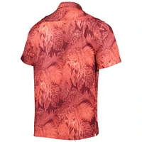 Men's Tommy Bahama Scarlet Ohio State Buckeyes Big & Tall Coast Luminescent Fronds IslandZone Button-Up Camp Shirt