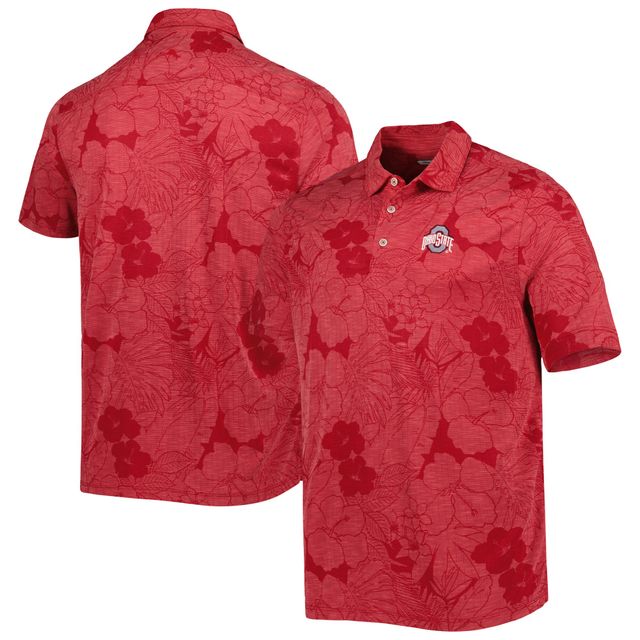 Polo Tommy Bahama Scarlet Ohio State Buckeyes Miramar Blooms pour homme