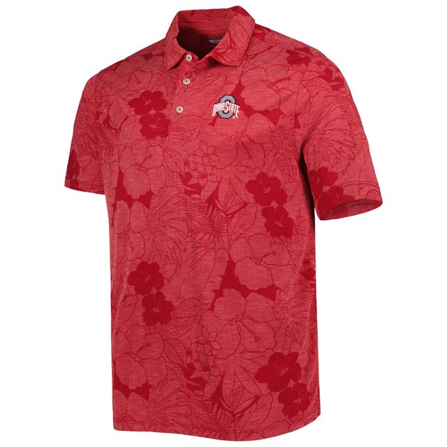 Polo Tommy Bahama Scarlet Ohio State Buckeyes Miramar Blooms pour homme