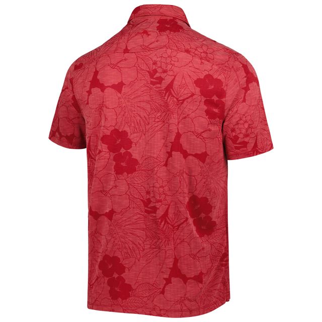 Polo Tommy Bahama Scarlet Ohio State Buckeyes Miramar Blooms pour homme