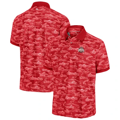 Men's Tommy Bahama Scarlet Ohio State Buckeyes Sport Bay View Polo