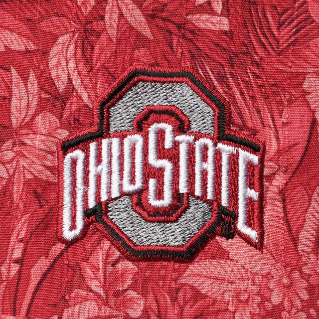 Chemise boutonnée Tommy Bahama Scarlet Ohio State Buckeyes Sport Jungle Shade Camp pour homme