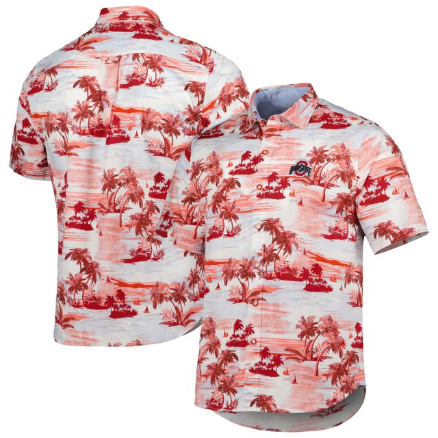 Chemise boutonnée Tommy Bahama Scarlet Ohio State Buckeyes Tropical Horizons pour homme