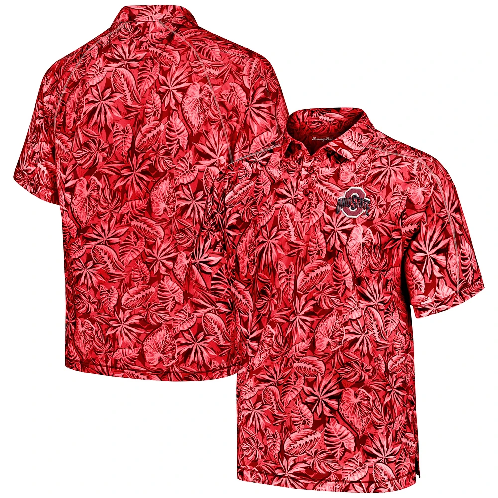 Polo Tommy Bahama Scarlet Ohio State Buckeyes Tropical Score IslandZone pour hommes