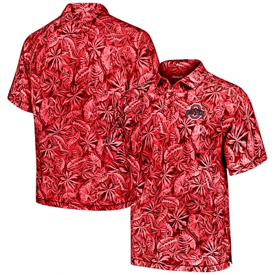 Men's Tommy Bahama Scarlet Ohio State Buckeyes Tropical Score IslandZone Polo