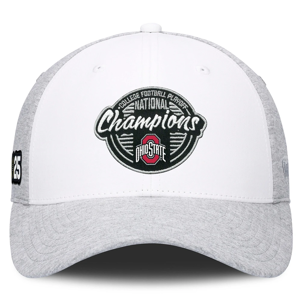 Men's Top of the World  White/Heather Gray Ohio State Buckeyes College Football Playoff 2024-2025 National Champions Script Adjustable Hat