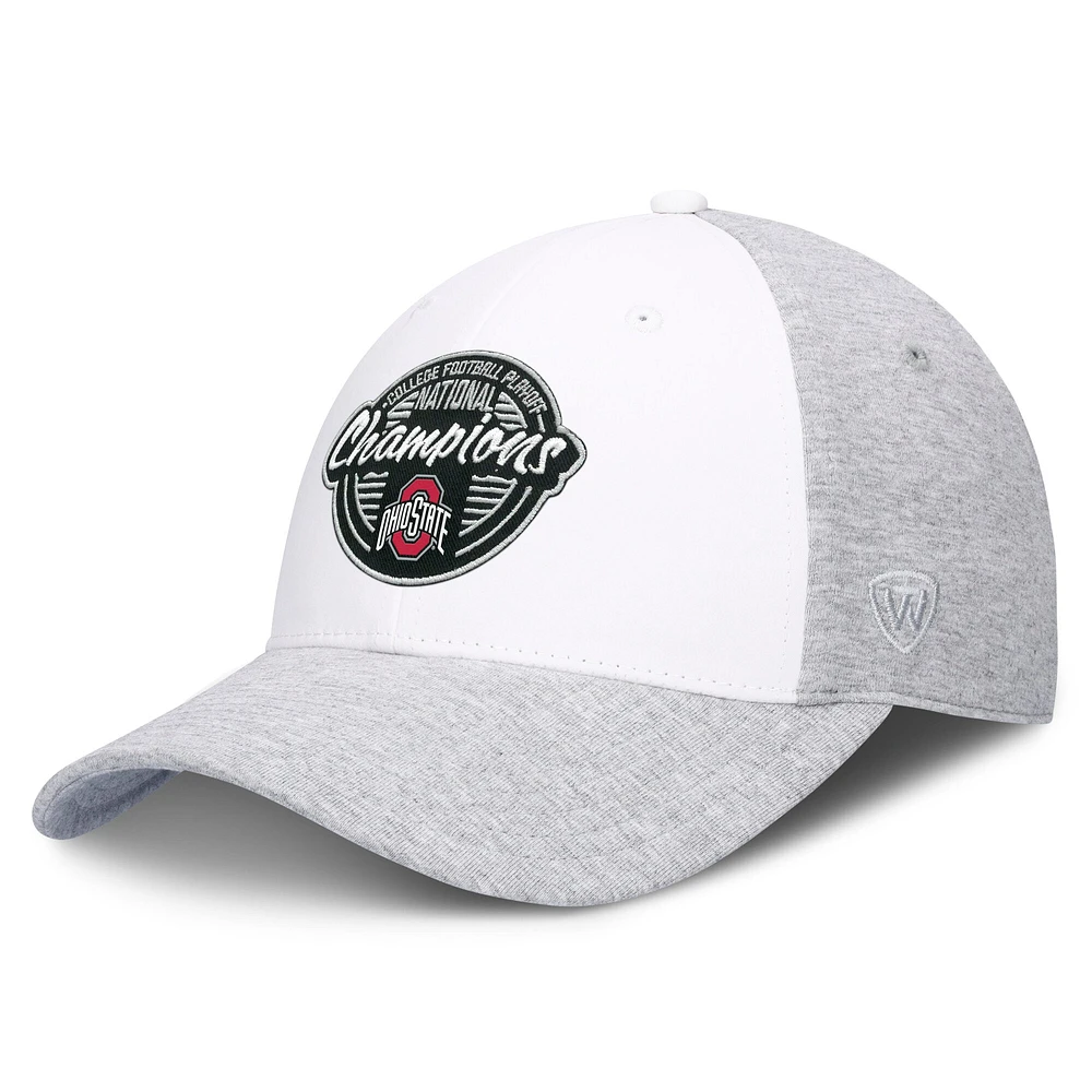 Men's Top of the World  White/Heather Gray Ohio State Buckeyes College Football Playoff 2024-2025 National Champions Script Adjustable Hat