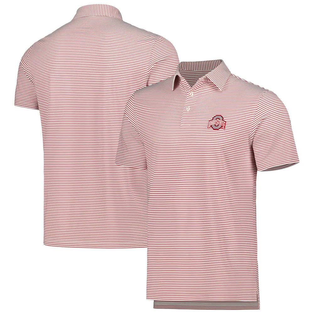 Polo Sankaty à rayures Bradley pour homme Vineyard Vines Scarlet Ohio State Buckeyes