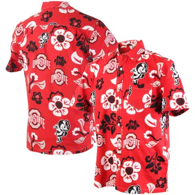 Ohio State Buckeyes Wes & Willy Floral Button-Up Shirt - Scarlet
