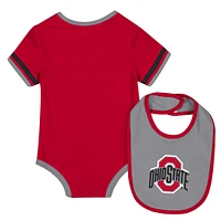 Ensemble body et bavoir pour nouveau-né nourrisson Colosseum Scarlet Ohio State Buckeyes