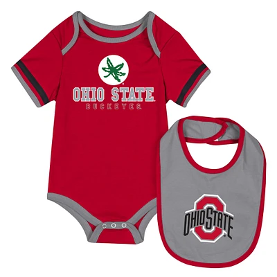Ensemble body et bavoir pour nouveau-né nourrisson Colosseum Scarlet Ohio State Buckeyes