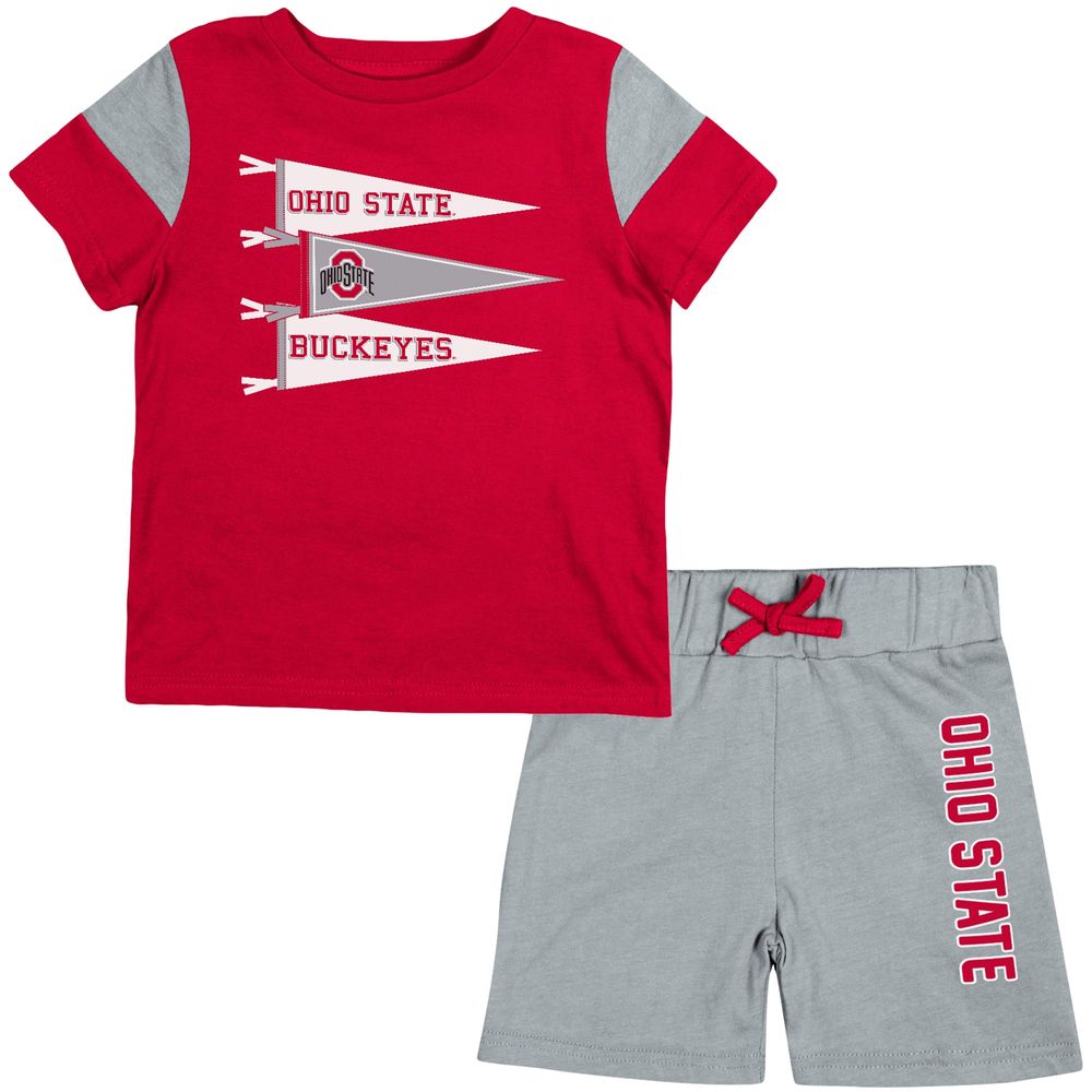 Newborn & Infant Colosseum Scarlet/Gray Ohio State Buckeyes Baby Herman T-Shirt Shorts Set