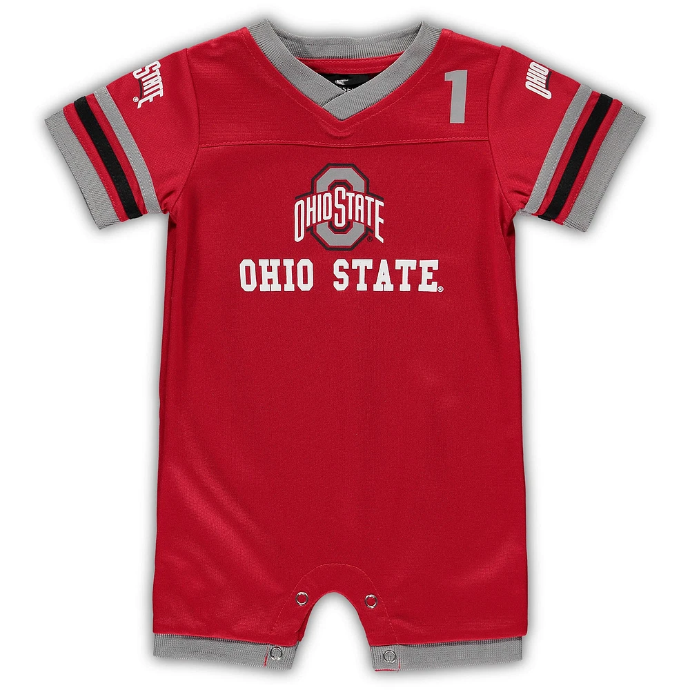 Nouveau-né et nourrisson Colosseum Scarlet Ohio State Buckeyes Bumpo Football Logo Barboteuse