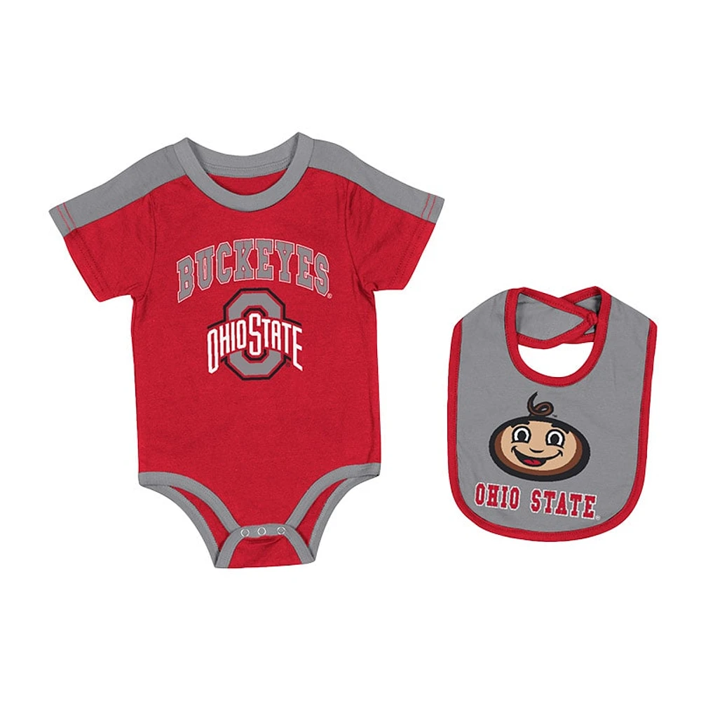 Ensemble body et bavoir Colosseum Scarlet Ohio State Buckeyes Encore pour nouveau-nés nourrissons