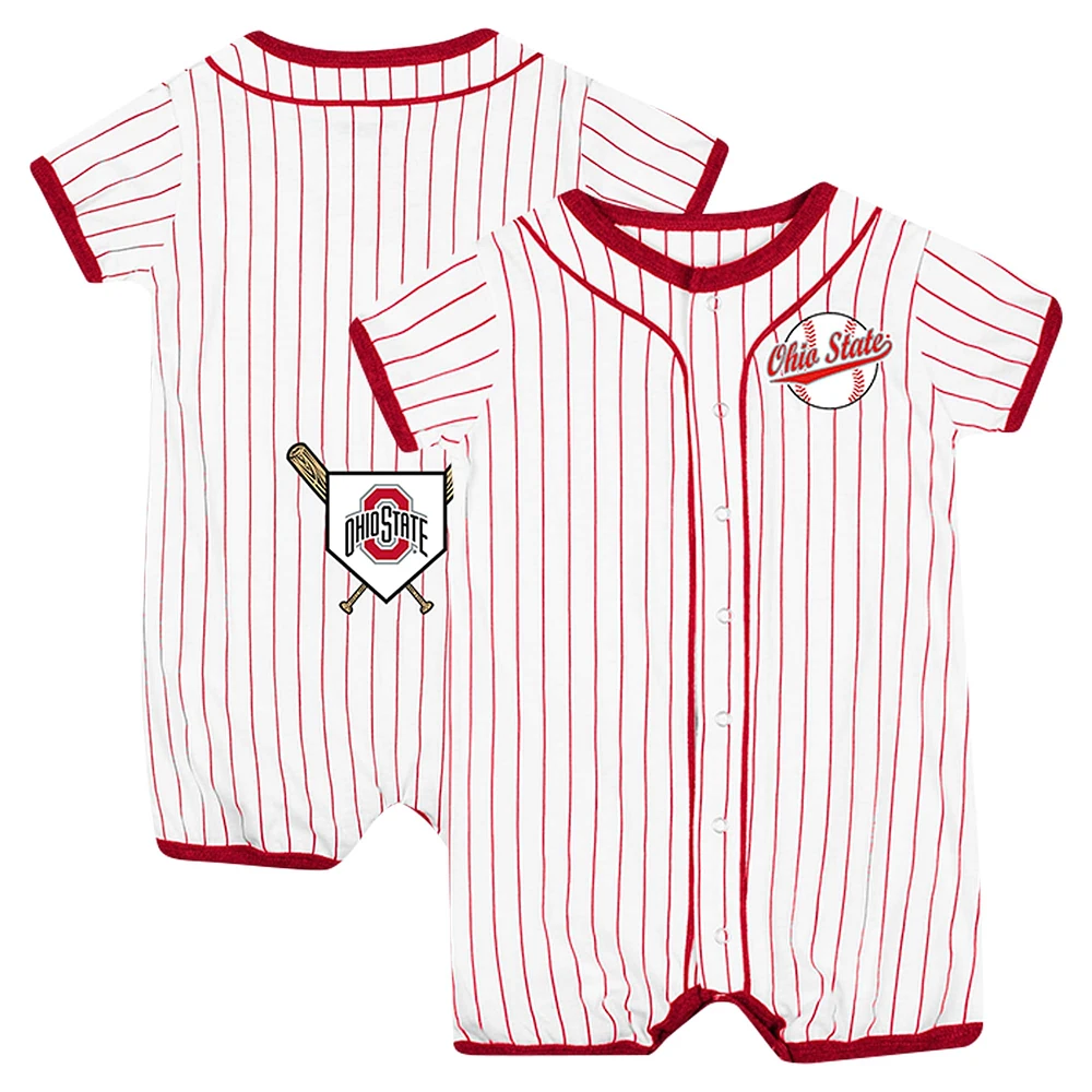 Newborn & Infant Colosseum White Ohio State Buckeyes Pinstripe Dusty Romper