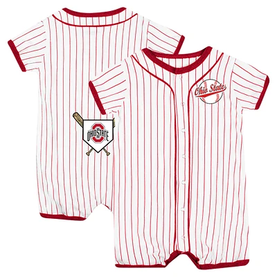 Newborn & Infant Colosseum White Ohio State Buckeyes Pinstripe Dusty Romper