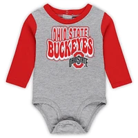 Newborn & Infant Ohio State Buckeyes Double Up Long Sleeve Bodysuit Pant Set