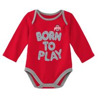 Newborn & Infant Scarlet/Heather Gray Ohio State Buckeyes Born To Win Two-Pack Long Sleeve Bodysuit Set