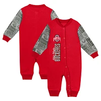 Combinaison à manches longues colorblock pour nouveau-né et nourrisson Scarlet Ohio State Buckeyes Playbook