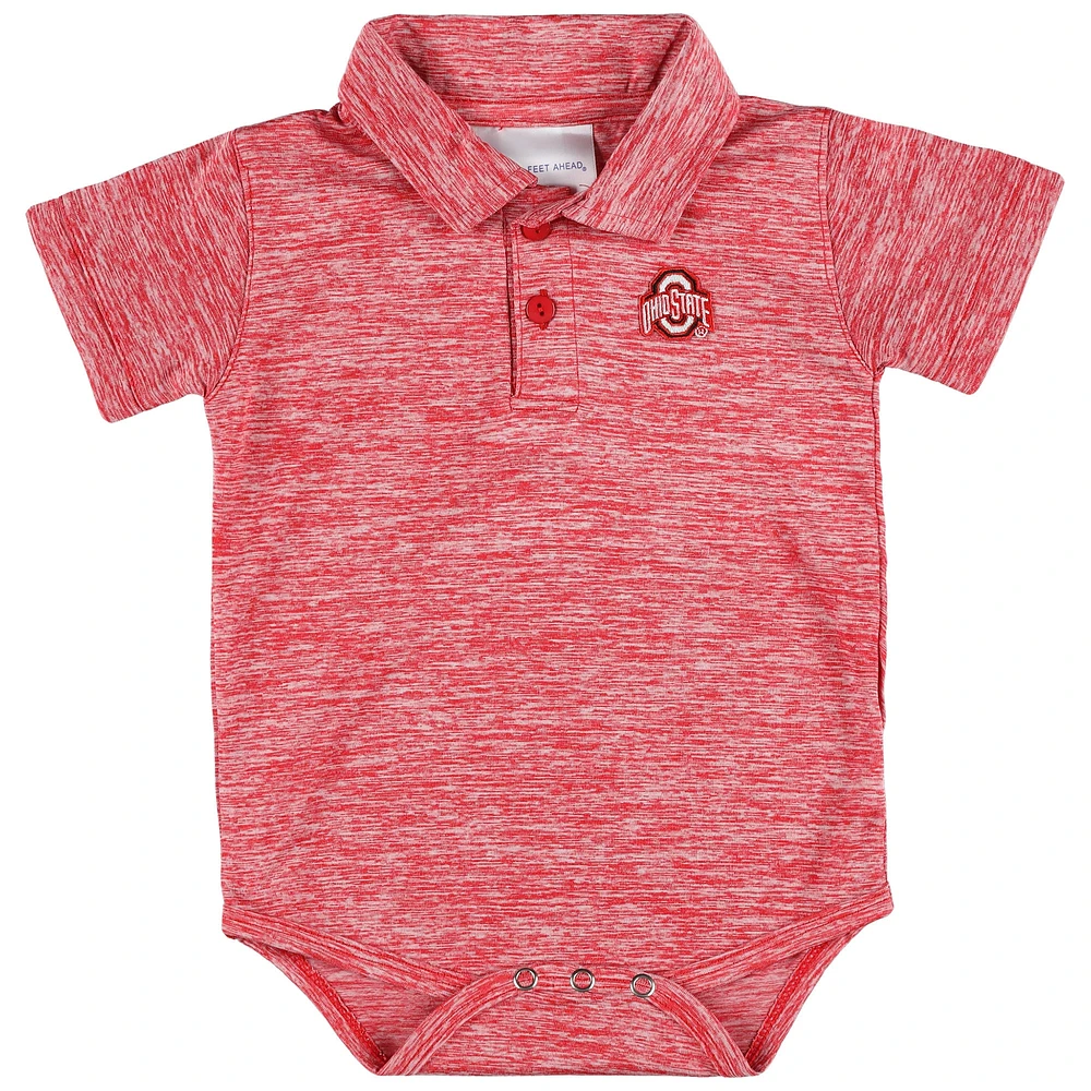 Newborn & Infant Two Feet Ahead Scarlet Ohio State Buckeyes Space-Dye Golf Polo Bodysuit