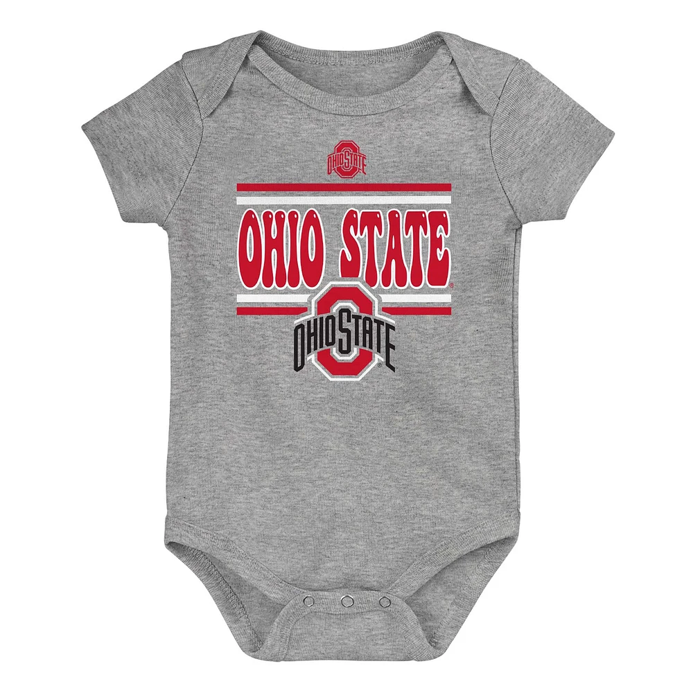 Newborn Scarlet Ohio State Buckeyes Sunday Comics 3-Pack Bodysuit Set