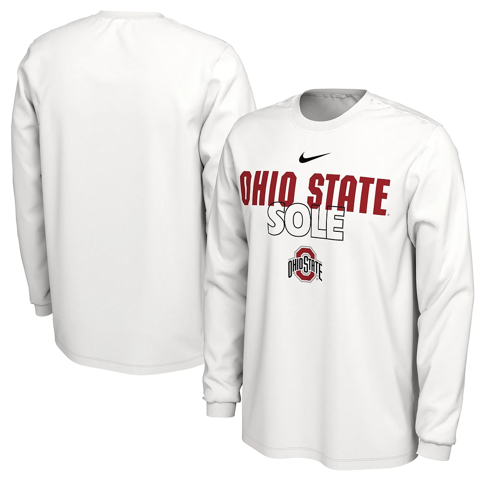 T-shirt Nike à manche longue blanc Ohio State Buckeyes 2023 On Court Bench